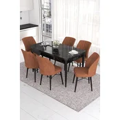 Hanah Home Set Trpezarijski sto i 6 stolica Eva, Terakota