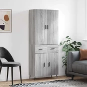 Greatstore Visoka komoda siva sonoma 69,5x34x180 cm inženirski les