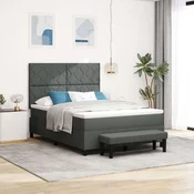 Vidaxl Box Spring postelja z vzmetnico in klopjo temno siva 160x200 cm Tkanina