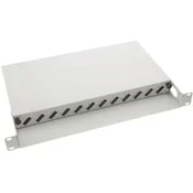 Fiber opticki patch panel 19/1U sa 12 duplex slotova za SC duplex/LC quad adaptere sa splajs kastom