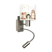 Brilagi - LED Flex. lampa BOBO 1xE27/25W/230V + LED/3W mat hrom/bela/životinjice