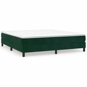 Vidaxl Posteljni okvir z vzmetmi temno zelen 180x200 cm žamet