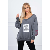 Graphite oversize sweatshirt with V-neck