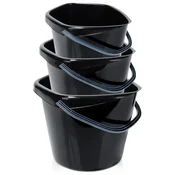 shumee Črno plastično vedro 5 l, 10 l, 14 l 3 kosi.
