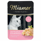 6x100 g Miamor Feine Filets v želeju za mačke - tuna & rak