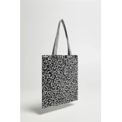 Marisse Gray Animal Print Shopper Bag