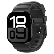 Spigen Silikonski pašček, črn - Apple Watch 49 mm/46 mm/45 mm/44 mm