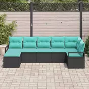 vidaXL vidaXL Kavčna garnitura z blazino 7 pcs Črna poli ratan, (5000154230)