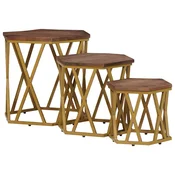 vidaXL Klubske mizice Rjava 55 x 55 x 50 cm Masiven les manga