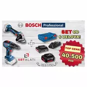 Bosch set alata na baterije u koferu: brusilica+šrafilica+baterije+punjač+L-boxx kofer za alat