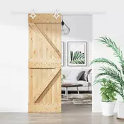 vidaXL Drsna vrata Naravna in bela 70 x 210 cm Masiven borov les
