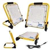 shumee Prenosna LED halogenska svetilka 200W ON 230V + USB kabel na baterijo