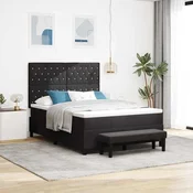 vidaXL vidaXL Postelja z vzmetnico z vzmetnico Črna 140 x 200 cm Žamet, (5000126172)