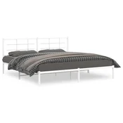 Vidaxl Kovinski posteljni okvir z vzglavjem bel 200x200 cm