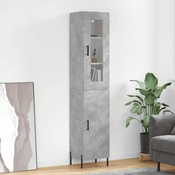 Vidaxl Visoka omara betonsko siva 34,5x34x180 cm inženirski les