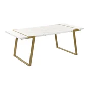 Miza Berwyn 2887 Zlata, Beli marmor, 76x90x200cm, MDF plošča, Kovina