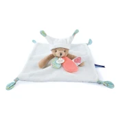 Plyšový medvedík na maznanie White Bear Flat Comforter Doudou et Compagnie s QR kódom na rozprávky biely 25 cm od 0 mes DC4057