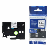 Toner123 Kompatibilen trak (cev) za Brother HSe-221/HS-221/PT/P-Touch 8,8mm, termoskrčljiv (heat shrink tube) - črn izpis/bel trak (cev)