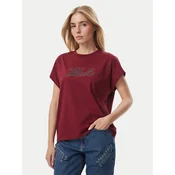 KARL LAGERFELD Majica Rhinestone B4W17048 Temno rdeča Relaxed Fit