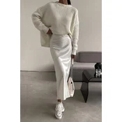 Madmext Cream Crew Neck Basic Sweater
