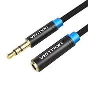 Vention Zvočni opleteni kabel 3,5 mm moški-ženska VAB-B06-B100-M 1 m črn