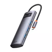 Hub postaja Baseus Metal Gleam Series 4v1 USB-C - 4x USB 3.0 - gray