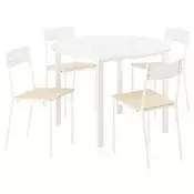 VIHALS / BUSLÄTT Sto i 4 stolice, bela bela/bela borovina, 107 cm
