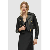 Kožna ramones jakna AllSaints za žene, boja: crna, za prijelazno razdoblje