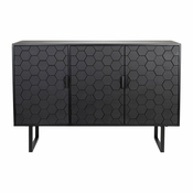 Črna nizka komoda iz masivnega bora 135x90 cm Linc – White Label