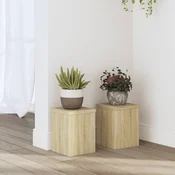 Vidaxl Stojalo za rastline 2 kosa sonoma hrast 15x15x20 cm inž. les
