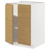 METOD Podni element s policama/2 vrata, bela/Voxtorp im. hrastovine, 60x60 cm