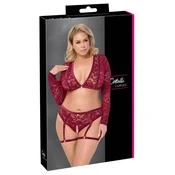 Cottelli Curves Lace & Velvet Red Lingerie Set 3XL Adjustable Straps OCV049C