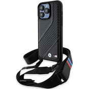 Bmw Ohišje BMW M Edition Carbon Stripe & Strap za iPhone 15 Pro Max - črno