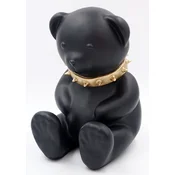 Casa Padrino luxury designer decorative figure teddy bear with collar black/gold H. 31 cm - Resin decorative sculpture - Luxury decorative figure - Designer decorative figure - Luxury accessories