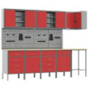 vidaXL vidaXL 12-delni delovni kabinet in pegboard set rdeče barve iz MDF in kovine, (22047467)
