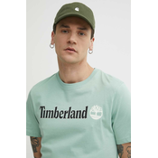 Pamucna majica Timberland za muškarce, boja: zelena, s tiskom, TB0A5UPQEW01