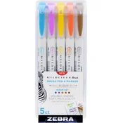 Komplet flomastrov, dvostranskih, ZEBRA Mildliner Warm, 5 barv, 5 kosov