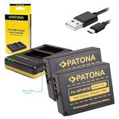 PATONA polnilec Photo Dual Quick Fuji NP-W126 + 2x baterija 1020mAh USB