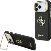 Guess PU Grained 4G Logo Stojalo Okvir Zadnji Pokrov za iPhone 17 Pro Max Black