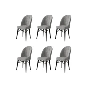 Hanah Home Set 6 trpezarijskih stolica Ritim Sivo-Crni