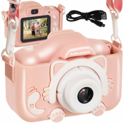 3MP djecja kamera LCD SD FULL HD roza + torbica i remen