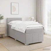 Vidaxl Postelja boxspring z vzmetnico Svetlo siva 100 x 200 cm Blago