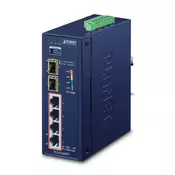 PLANET IP30 6-Port Gigabit switch with 4-Port 802.3AT POE+ plus 2-port 100/1000X SFP (-40 to 75 C) (IGS-624HPT)