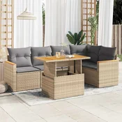 6-dijelni set vrtnih sofa s jastucima bež od poliratana bagrem