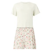 Hunkemöller Kratke hlače za spanje Daisy zelena / pastelno zelena / roza