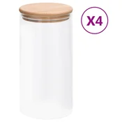 Vidaxl vidaXL Stekleni kozarci z bambusovim pokrovom, 4 kosi, 1200 ml