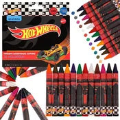 Hot Wheels Hot Wheels JUMBO voščene barvice za otroke, debele šolske barvice, komplet 12 barv