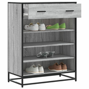 vidaXL Omarica za čevlje siva sonoma 75x38x97,5 cm inž. les in kovina