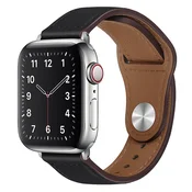 Usnjen pas Techsuit W033 za Apple Watch (42mm/44mm/45mm/46mm/49mm) - črn
