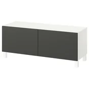BESTA TV stalaža s vratima, bela Lappviken/Stubbarp/tamnosiva, 120x42x48 cm